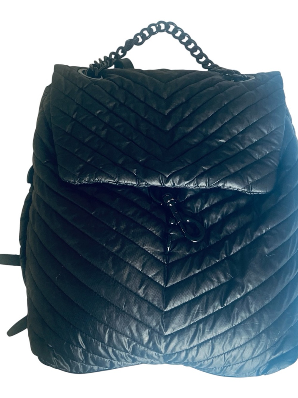 👜 Rebecca Minkoff Edie Quilted Nylon Backpack Black EUC - Picture 3 of 12